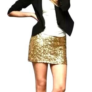 Marc New York Gold Sequin Mini Skirt L Glam Metallic Cocktail Party Holiday NEW